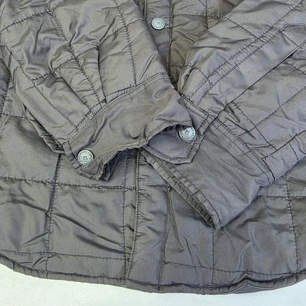 Distortion Quilted Jacket Men's Medium Fleece Hood Gorpcore Utility Pockets FLAW